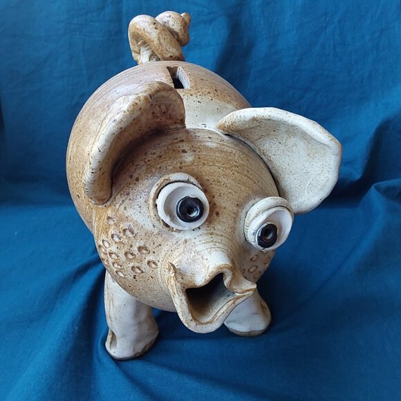Epic whimsical 1980s studio pottery piggy bank made by Baalbergen excellent cond - Picture 1 of 8